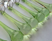 Sage Green Chandelier Drops Glass Crystals Droplets Prisms Orb Beads Christmas Tree Wedding Decor Light Parts Spare Lamp Antique Look Orbs