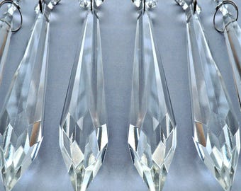 XXL Torpedo Prisms Chains 3.8" 96mm Chandelier Drops Glass Beads Lamp Light Parts Crystals Icicles Antique Vintage Specification Droplets