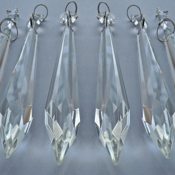 XXL Torpedo Prisms Chains 3.8" 96mm Chandelier Drops Glass Beads Lamp Light Parts Crystals Icicles Antique Vintage Specification Droplets