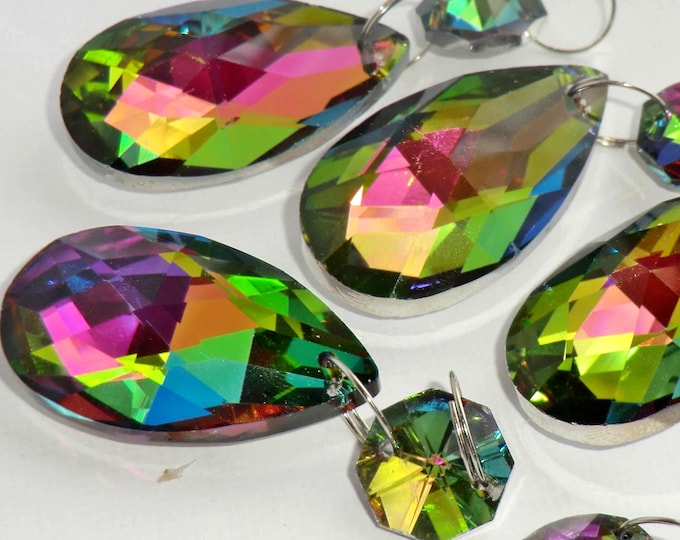 AB Vitrail Sun Catcher Rainbow Maker Chandelier Drops Glass Crystals Droplets Oval Prisms Beads Colour Christmas Tree Wedding Decorations