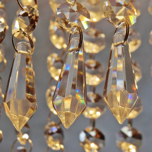 Chandelier Drops Lamp Light Parts Cut Glass Antique Retro Torpedo Crystals Droplets Beads Charms Christmas Wishing Tree Wedding Decorations