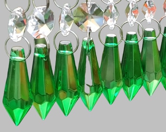 Emerald Green Christmas Tree Wedding Decorations Torpedo Chandelier Drops Glass Crystals Droplets Beads Light Parts Prisms Sun Catchers