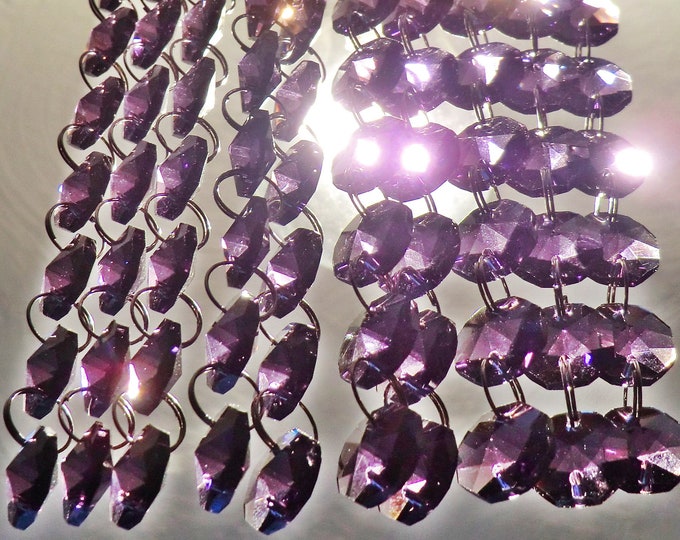 14mm Octagonal Purple Chandelier Light Lamp Parts Drops Glass Crystals Droplets Beading Beads Christmas Tree Wedding Decorations Garlands