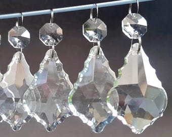 Chandelier 2" Leaf Drops Clear Glass Crystals Droplets Lamp Light Parts Beads Christmas Tree Wedding Decoration Antique Retro Pendalogues Bn