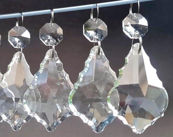 Chandelier 2" Leaf Drops Clear Glass Crystals Droplets Lamp Light Parts Beads Christmas Tree Wedding Decoration Antique Retro Pendalogues Bn