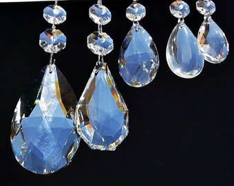 5 Types of Teardrop Oval Chandelier Beads Crystals 1.5 to 3" Glass Prisms Antique Wedding Christmas Crafts Light Parts Droplets Vintage