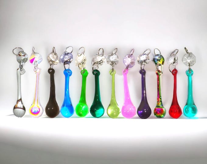 Choice of 12 Colours - Hand Blown Orbs - Chandelier Glass Crystals Droplets Beads Christmas Tree Wedding Decorations Prisms Sun Catchers