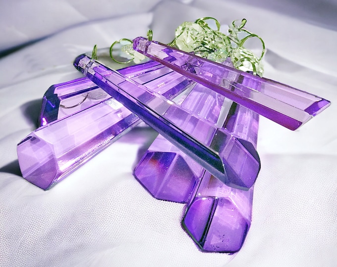 Lilac Violet Chandelier Drops Glass Crystals Droplets Icicle Beads Vintage Christmas Wishing Tree Wedding Decorations Ornament Light Prisms