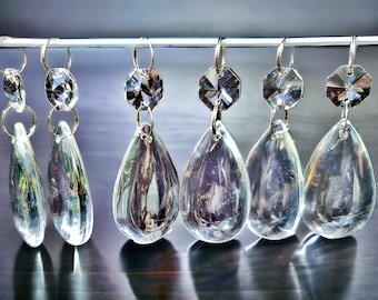 Chandelier Clear Smooth Oval 2" Teardrop Crystals Droplets Beads Prisms Lamp Light Parts Pendant Christmas Tree Wedding Decorations Vintage
