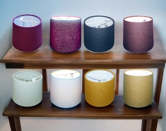 Retro Candle Sized Drum Lampshade for Chandelier Wall Lamp Light Fitting Clip on to Lightbulb bulb 4 Colours Retro Linen 6 inch Diameter