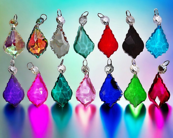 Choice of Retro Colors Chandelier Glass Crystals Sun Catchers Droplets Leaf Beads Vintage Christmas Tree Wedding Decorations Prisms Pride