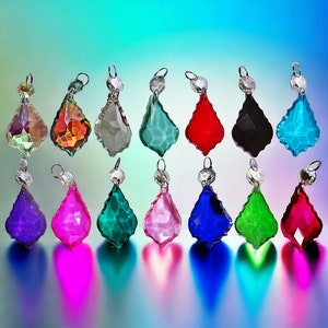 Choice of Retro Colors Chandelier Glass Crystals Sun Catchers Droplets Leaf Beads Vintage Christmas Tree Wedding Decorations Prisms Pride