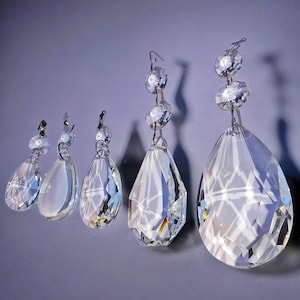 Choice of 5 Teardrop Oval Chandelier Crystals 1.5 to 3" Cut Glass Prisms Vintage Wedding Christmas Crafts Sun Catchers Window Decorations