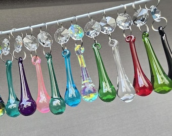 12 Colours to Pick - Orb Water Drops - Chandelier Glass Hand Blown Crystals Droplets Beads Christmas Tree Wedding Sun Catcher Decorations