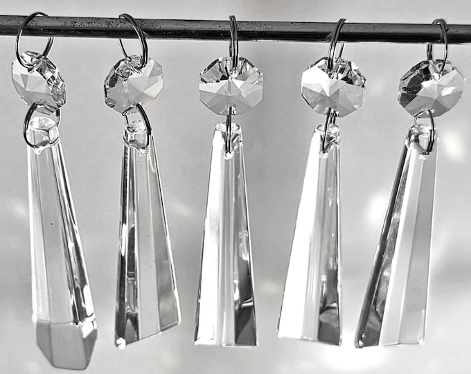 Chandelier Vintage Drops Cut Glass 3" Icicles Prisms Crystals Droplets Beads Retro Chic Christmas Tree Wedding Decorations Light Lamp Parts