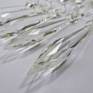 100 14mm Octagon Clear Chandelier Drops Parts Cut Glass Crystals Droplets Beads Christmas Tree Ornaments Vintage Chic Wedding Decorations Garlands 100 14mm Octagon Clear Chandelier Drops Parts Cut Glass Crystals Droplets Beads Christmas Tree Ornaments Vintage Chic Wedding Decorations Garlands