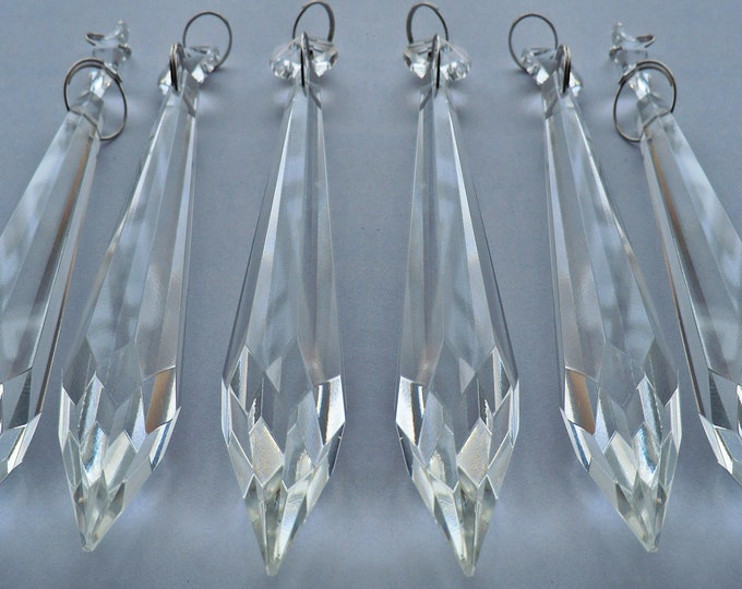 XXL Torpedo Prisms Chains 3.8" 96mm Chandelier Drops Glass Beads Lamp Light Parts Crystals Icicles Antique Vintage Specification Droplets