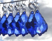 Cobalt Blue Chandelier Drops Glass Crystals Droplets Prism 2 quot Leaf Vintage Christmas Tree Wedding Wishing Decoration Crafts Hobby Beads