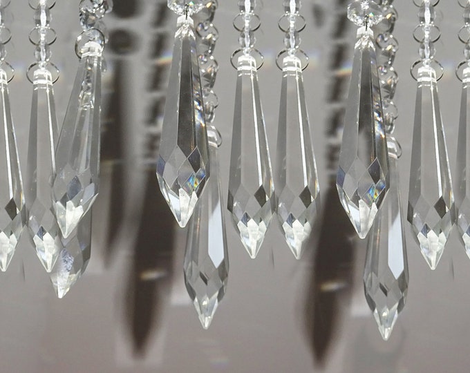 XL Torpedo 76 mm 3" Chandelier Drops Parts Cut Glass Icicles Crystals Droplets Beads Antique Christmas Tree Decorations Light Lamp Parts