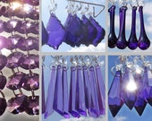 Purple Lilac Chandelier Drops Glass Crystals Droplets Beads Prisms Feng Shui Vintage Christmas Tree Wedding Decorations Light Crafts Parts