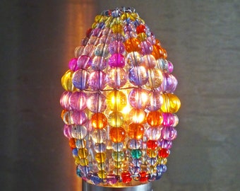 Crystal Chandelier Inspired Glass Beaded Lightbulb Candle Bulb Cover Pastel Rainbow Multi Pendant Lamp Lamp Shade Light Drops Moroccan Look