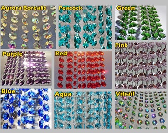 Choice of 9 Colors 14mm Octagon Chandelier Glass Crystals Droplets Christmas Wedding Tree Window Decorations Garland Crafts Beads Pride Prom