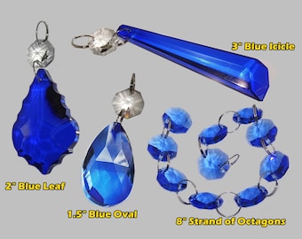 Choice 4 Blue Designs Chandelier Drops Glass Crystals Droplets Beads Vintage Art Deco Christmas Tree Wedding Decorations Crafts Lamp Parts