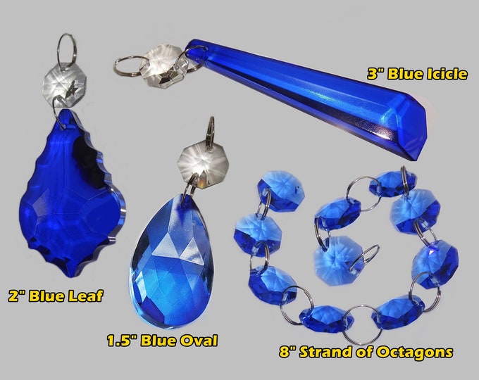 Choice 4 Blue Designs Chandelier Drops Glass Crystals Droplets Beads Vintage Art Deco Christmas Tree Wedding Decorations Crafts Lamp Parts