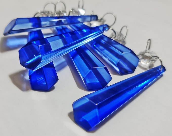 Cobalt Blue Chandelier Drops Glass Crystals Droplets Icicle Beads Art Deco Christmas Tree Wedding Decorations Crafts Lamp Spare Light Parts