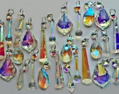 Aurora Borealis AB Chandelier Drops Glass Crystals Droplets Beads Christmas Tree Wedding Decoration 5 Shape Mix Feng Shui Crafts Light Parts