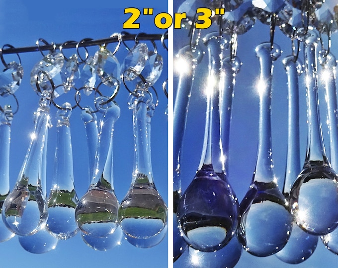 2" or 3" Chandelier Drops Glass Crystals Droplets Light Parts Orb Beads Vintage Christmas Wishing Wishing Tree Wedding Decoration Feng Shui