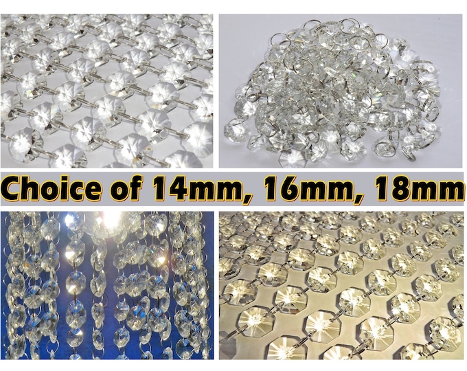 14mm Chandelier Drops Light Restoration Parts Glass Crystals Droplets Beads Christmas Tree Wedding Decorations 2m 2 Yard Vintage Garland