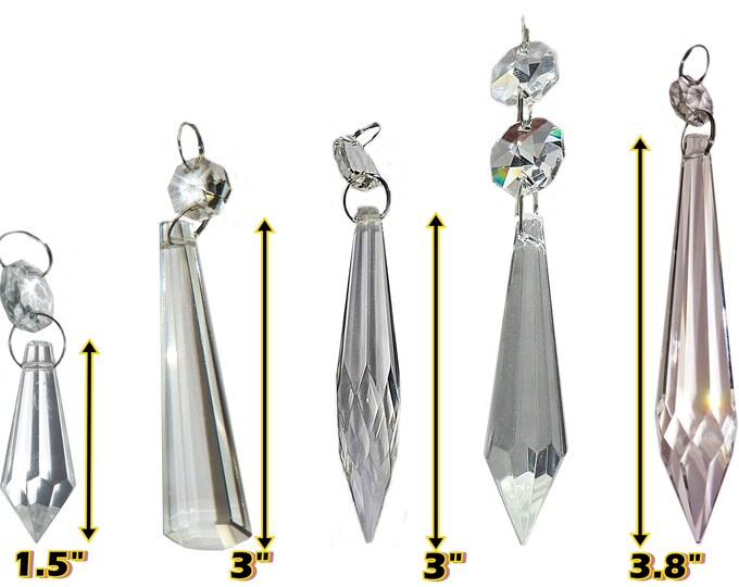 Choice of 5 Icicles Torpedo Prisms Chandelier Drops Cut Glass Beads Crystals Antique Christmas Tree Decorations Droplets Light Lamp Parts BN