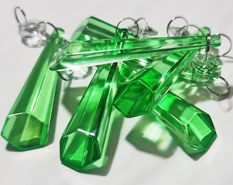 Emerald Green Chandelier Drops Glass Crystals Droplets Icicle Beads Retro Christmas Tree Wedding Decorations Crafts Lamp Spare Light Parts