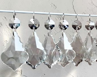 Chandelier 2" Leaf Drops Clear Glass Crystals Droplets Lamp Light Parts Beads Christmas Tree Wedding Decoration Antique Retro Pendalogues Bn