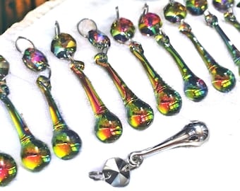 AB Chandelier Drops Vitrail Vintage Rainbow Cut Glass Crystals Droplets Orb Beads Christmas Tree Wedding Decoration Crafts Light Lamp Parts