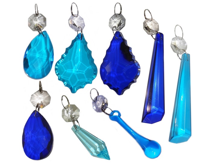 Prisms 50pcs Cobalt Blue Crystal Chandelier Prisms Glass Beads Diy Curtain Parts 55mm Collectibles