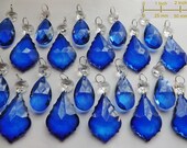 20 Royal Blue Chandelier Drops Glass Crystals Droplets Chic Feng Shui Beads Vintage Christmas Tree Wedding Decorations Lamp Parts Crafts BN