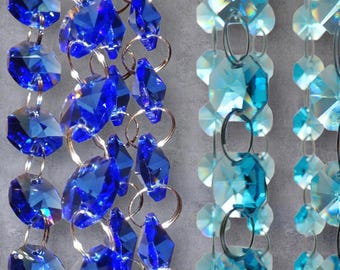 14mm Turquoise Teal OR Blue Octagon Chandelier Drops Glass Light Parts Crystals Droplets Beads Christmas Tree Wedding Decorations Garland
