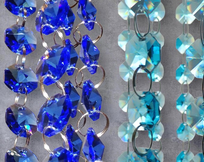 14mm Turquoise Teal OR Blue Octagon Chandelier Drops Glass Light Parts Crystals Droplets Beads Christmas Tree Wedding Decorations Garland