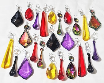 12 or 24 Gothic Halloween Autumn Fall Spooky Chandelier Drops Glass Crystals Droplets Retro Beads Window Decorations Light Witch Crafts Chic