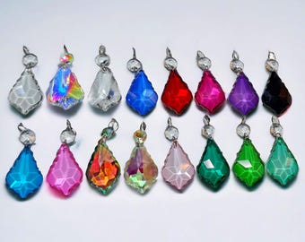 Choice of Retro Colors Chandelier Glass Crystals Sun Catchers Droplets Leaf Beads Vintage Christmas Tree Wedding Decorations Prisms Pride