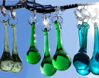 Choice of 3 Green Colours 2" Orb Chandelier Drops Glass Crystals Droplets Beads Vintage Christmas Tree Wedding Decorations Crafts Prisms