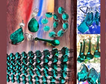 Choice of Peacock Dark Green Chandelier Crystals Droplets Beads Christmas Tree Wedding Charms Window Decorations Prisms Sun Catchers Crafts