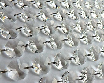 3 Sizes Clear Octagon Chandelier Drops Parts Cut Glass Crystals Droplets Beads Christmas Tree Vintage Wedding Wishing Decorations Garland