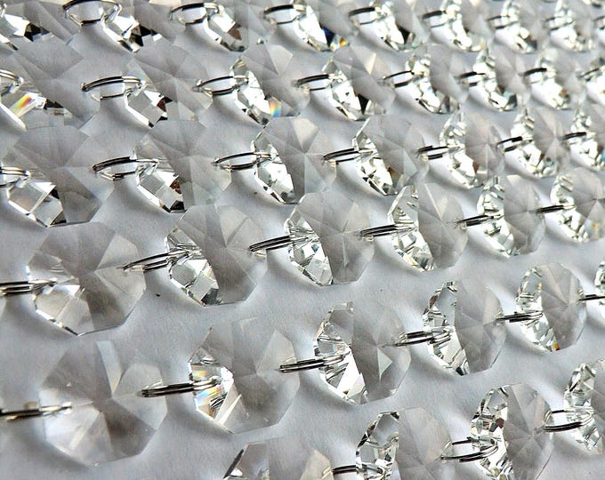 3 Sizes Clear Octagon Chandelier Drops Parts Cut Glass Crystals Droplets Beads Christmas Tree Vintage Wedding Wishing Decorations Garland