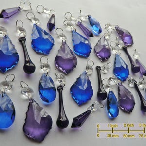 25 Gothic Purple & Blue Chandelier Drops Glass Crystals Droplets Beads Vintage Christmas Tree Wedding Decorations Prisms Retro Light Parts image 3