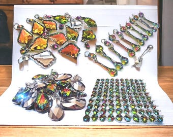 Choice of 4 Shapes Rainbow Vitrail Chandelier Glass Light Crystals Droplets Wedding Decoration Beads Christmas Tree Iridescent Prisms Retro