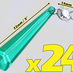 3" Aqua Marine Chandelier Drops Glass Crystals Droplets Icicle Beads Christmas Tree Vintage Wedding Decoration Crafts Lamp Spare Light Parts 24 Pieces