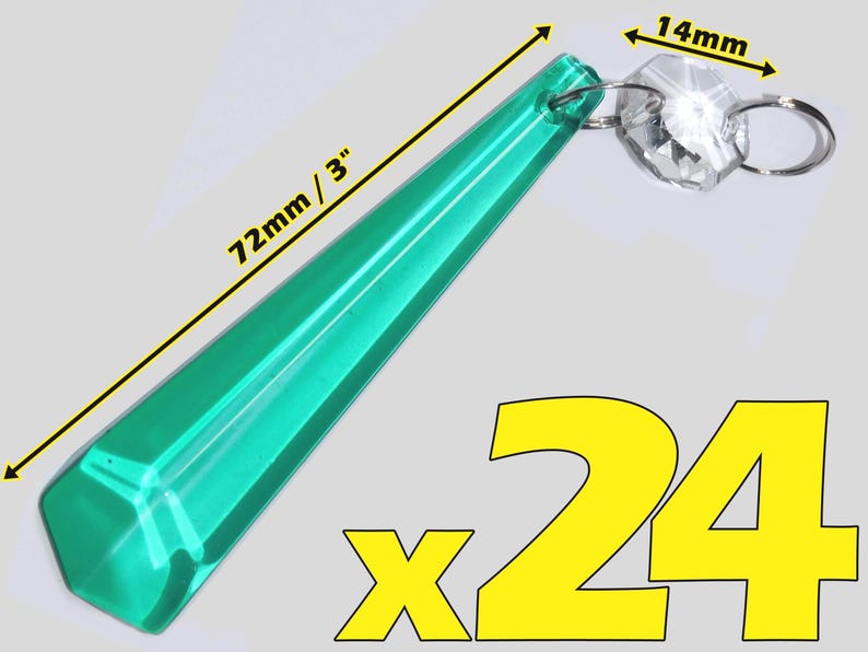 3" Aqua Marine Chandelier Drops Glass Crystals Droplets Icicle Beads Christmas Tree Vintage Wedding Decoration Crafts Lamp Spare Light Parts 24 Pieces